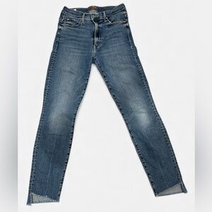 MOTHER Stunner Zip Ankle Step Fray Denim Jeans Walking on Coals Size 27